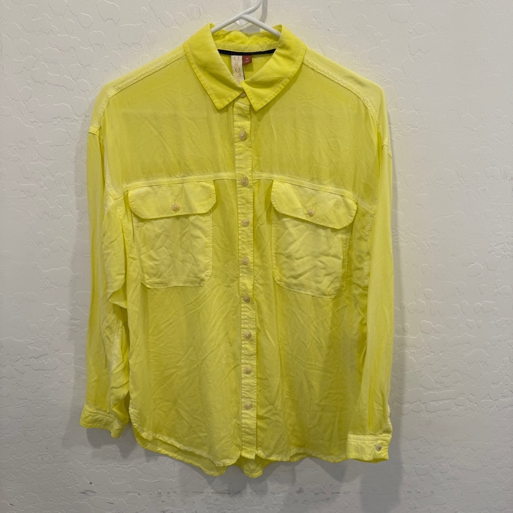 Pilcro Yellow Button Down Shirt Womens XS Business Casual Summer Spring Neon
